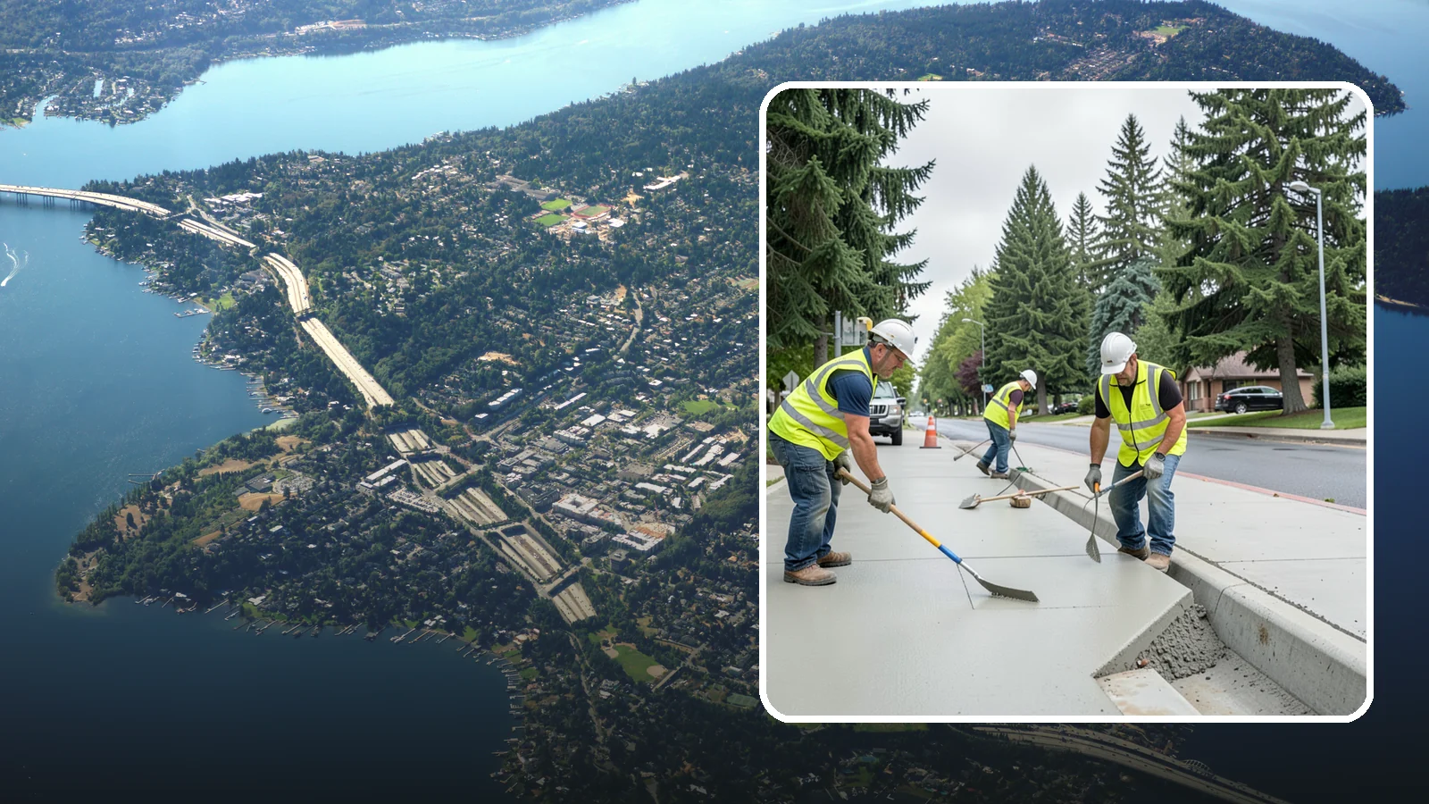 Concrete Flatwork in Mercer Island, King County, WA - Poured concrete flatwork for sidewalks, walkways, and public slabs across municipal facilities in Western Washington.