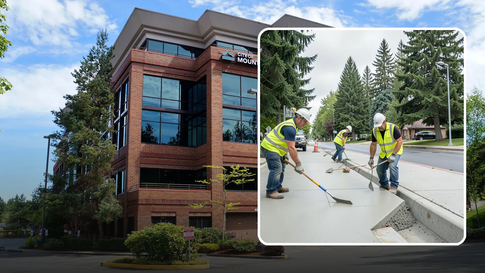 Concrete Flatwork in Mountlake Terrace, Snohomish County, WA - Poured concrete flatwork for sidewalks, walkways, and public slabs across municipal facilities in Western Washington.