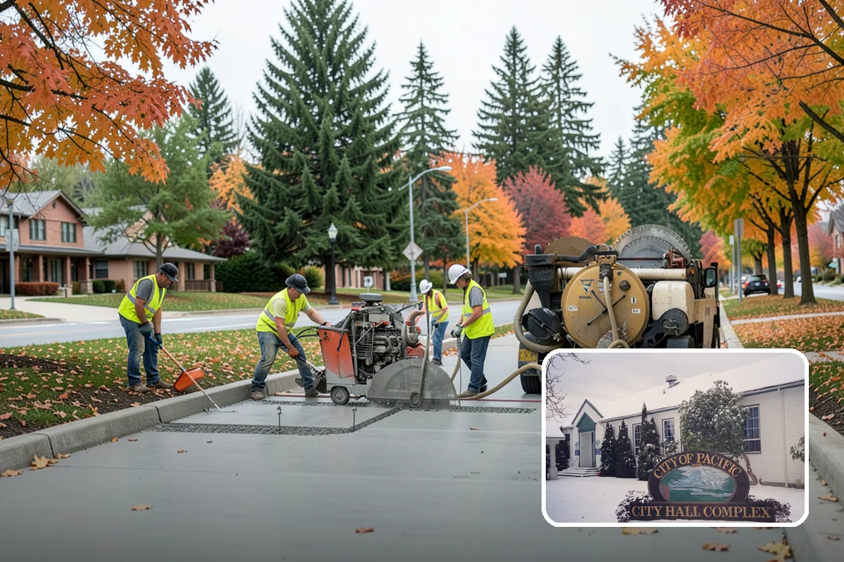 Concrete Flatwork in Pacific, King County, WA - Conforms to municipal standard details and ADA slope tolerances