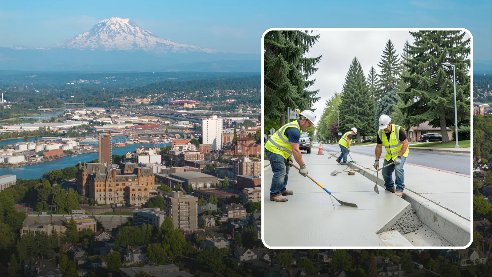 Concrete Flatwork in Tacoma, Pierce County, WA - Poured concrete flatwork for sidewalks, walkways, and public slabs across municipal facilities in Western Washington.