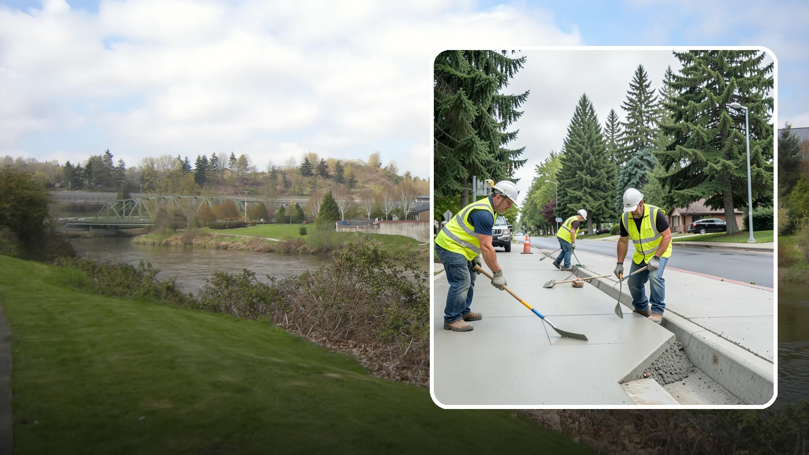 Concrete Flatwork in Tukwila, King County, WA - Poured concrete flatwork for sidewalks, walkways, and public slabs across municipal facilities in Western Washington.