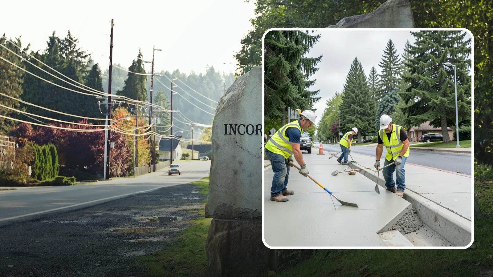 Concrete Flatwork in Wilkeson, Pierce County, WA - Poured concrete flatwork for sidewalks, walkways, and public slabs across municipal facilities in Western Washington.