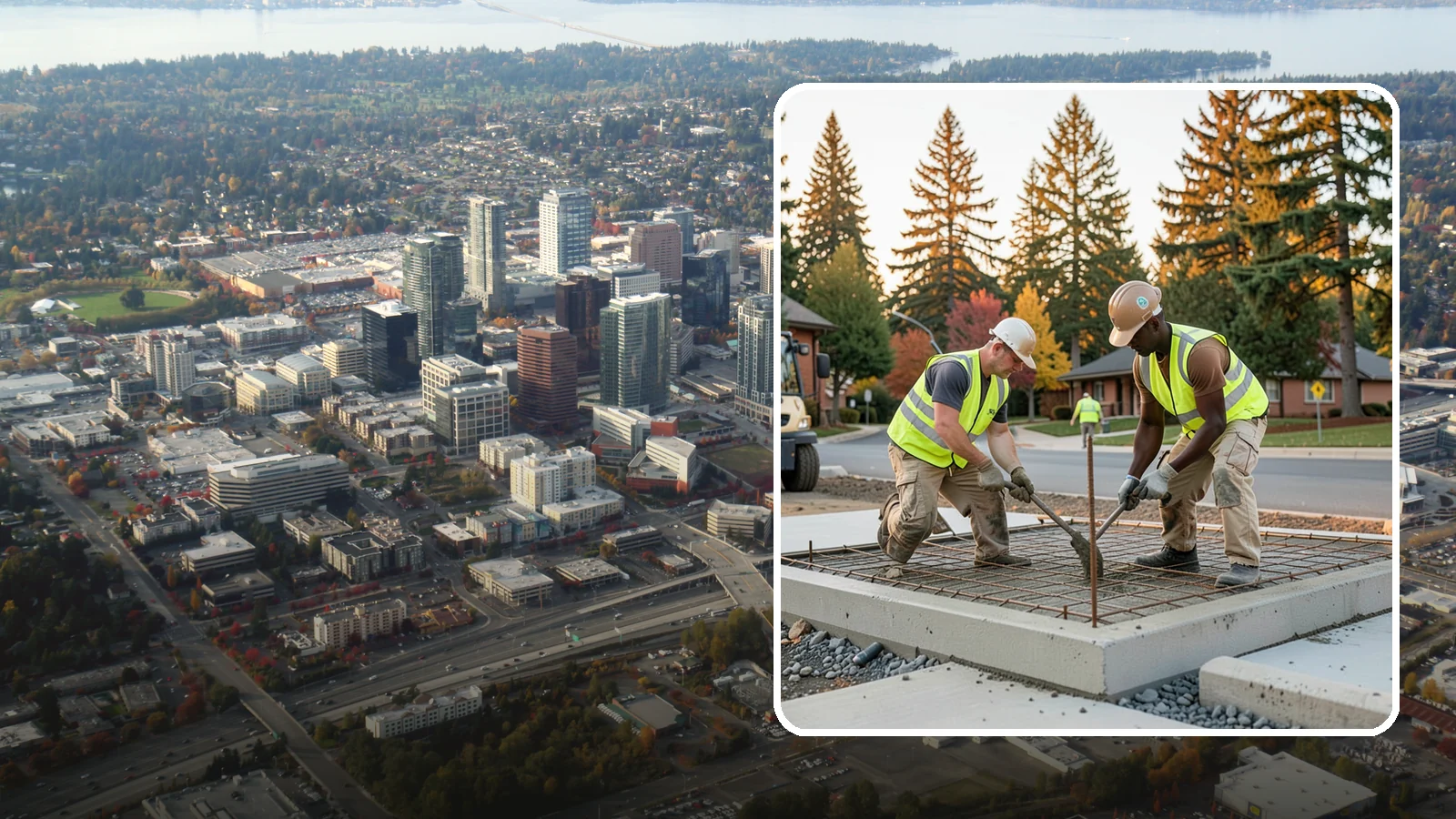 Concrete Pad Construction in Bellevue, King County, WA - Reinforced concrete pads for equipment, generators, transformers, and site amenities at public facilities.