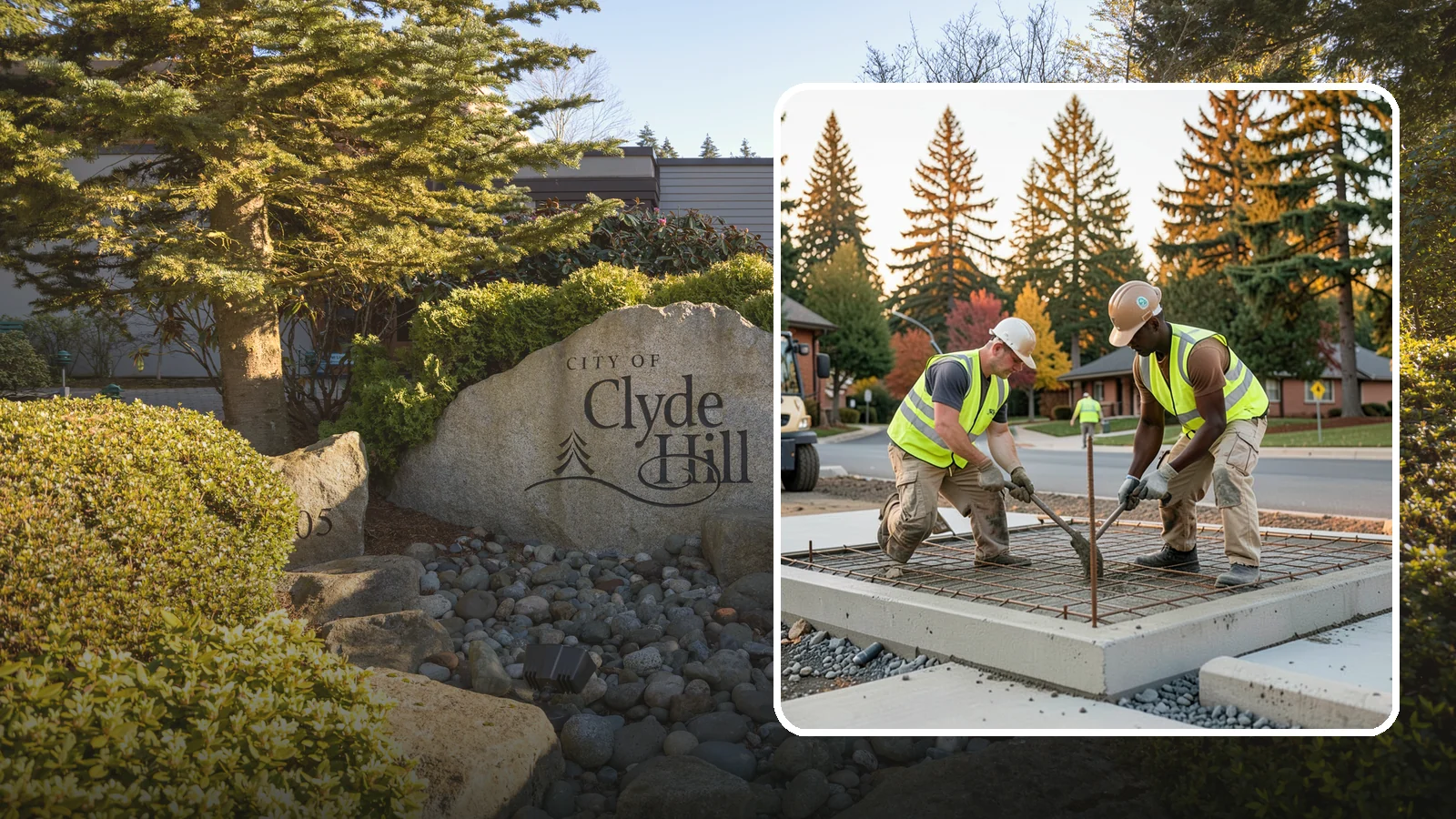 Concrete Pad Construction in Clyde Hill, King County, WA - Reinforced concrete pads for equipment, generators, transformers, and site amenities at public facilities.