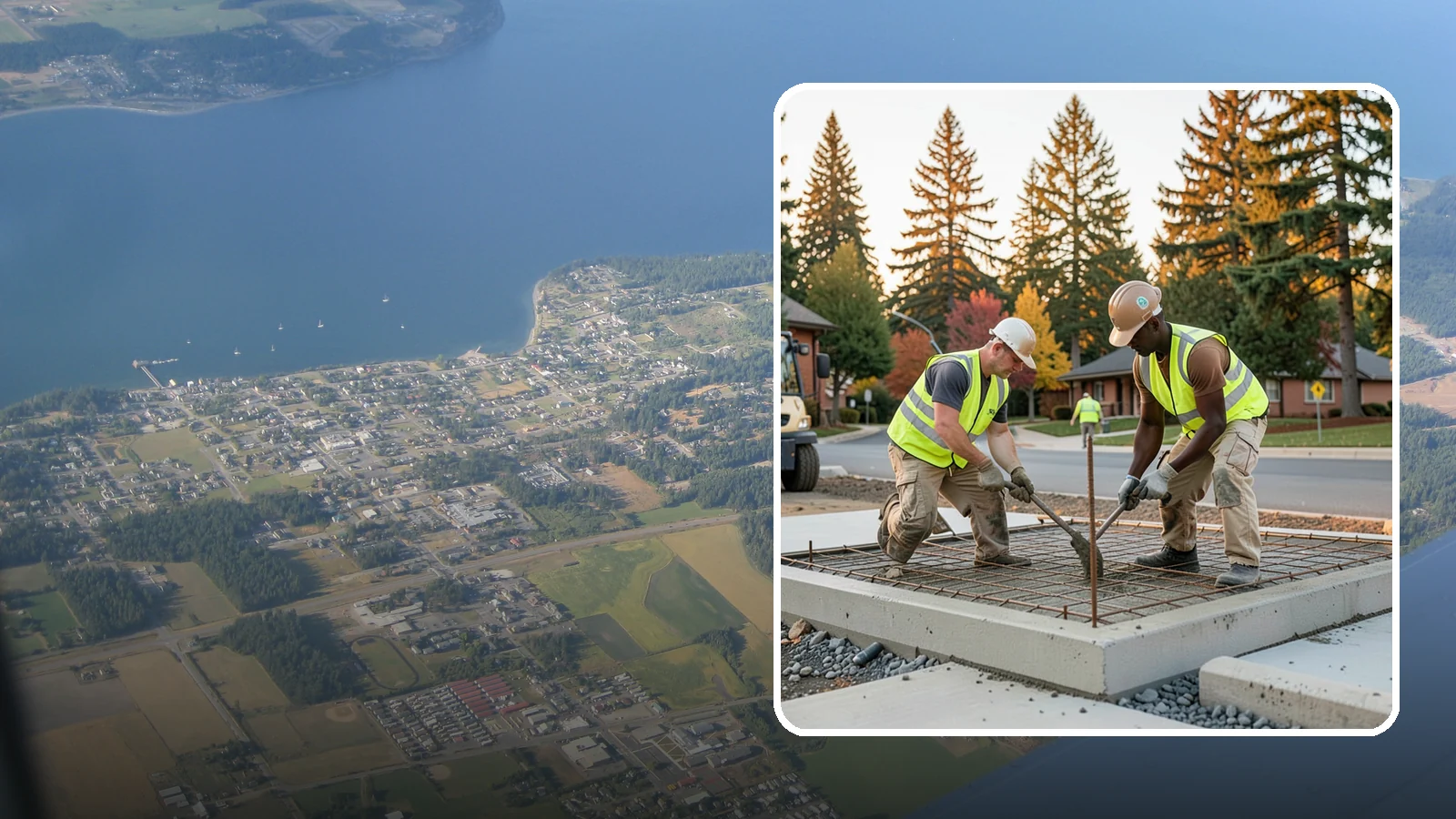 Concrete Pad Construction in Coupeville, Island County, WA - Reinforced concrete pads for equipment, generators, transformers, and site amenities at public facilities.