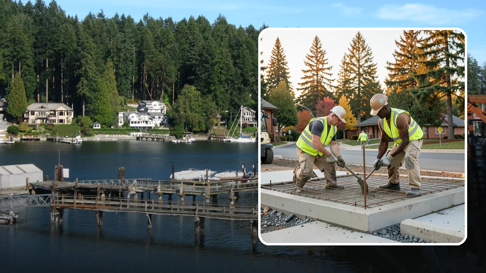 Concrete Pad Construction in Gig Harbor, Pierce County, WA - Reinforced concrete pads for equipment, generators, transformers, and site amenities at public facilities.