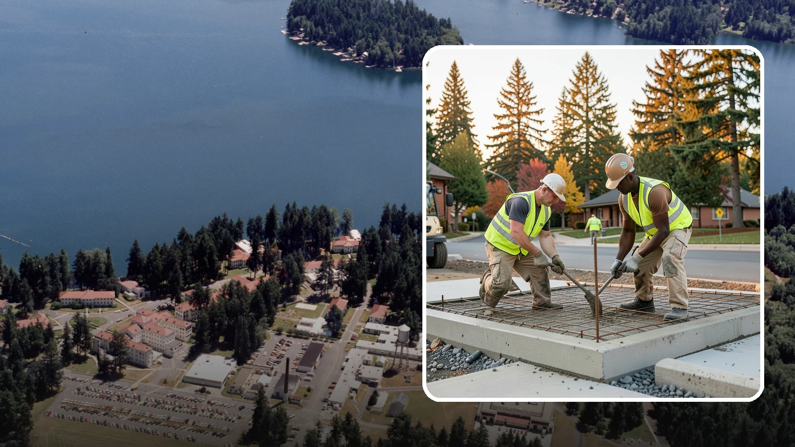 Concrete Pad Construction in Lakewood, Pierce County, WA - Reinforced concrete pads for equipment, generators, transformers, and site amenities at public facilities.