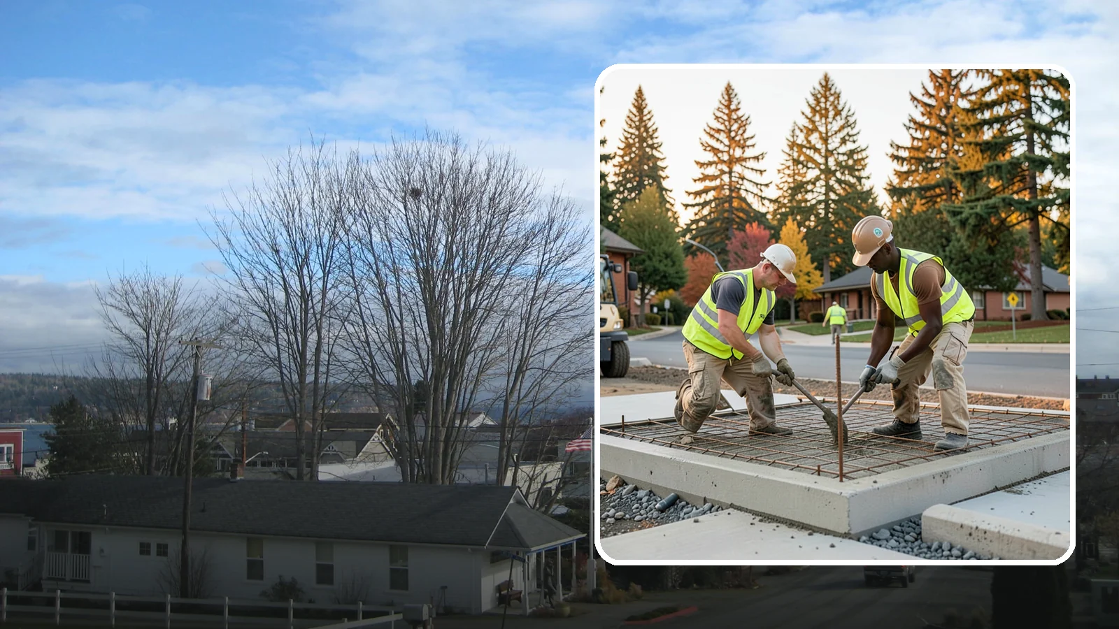 Concrete Pad Construction in Langley, Island County, WA - Reinforced concrete pads for equipment, generators, transformers, and site amenities at public facilities.