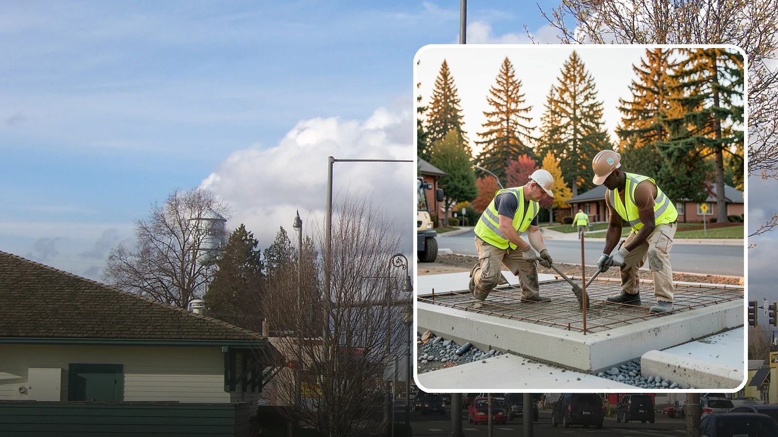 Concrete Pad Construction in Marysville, Snohomish County, WA - Reinforced concrete pads for equipment, generators, transformers, and site amenities at public facilities.