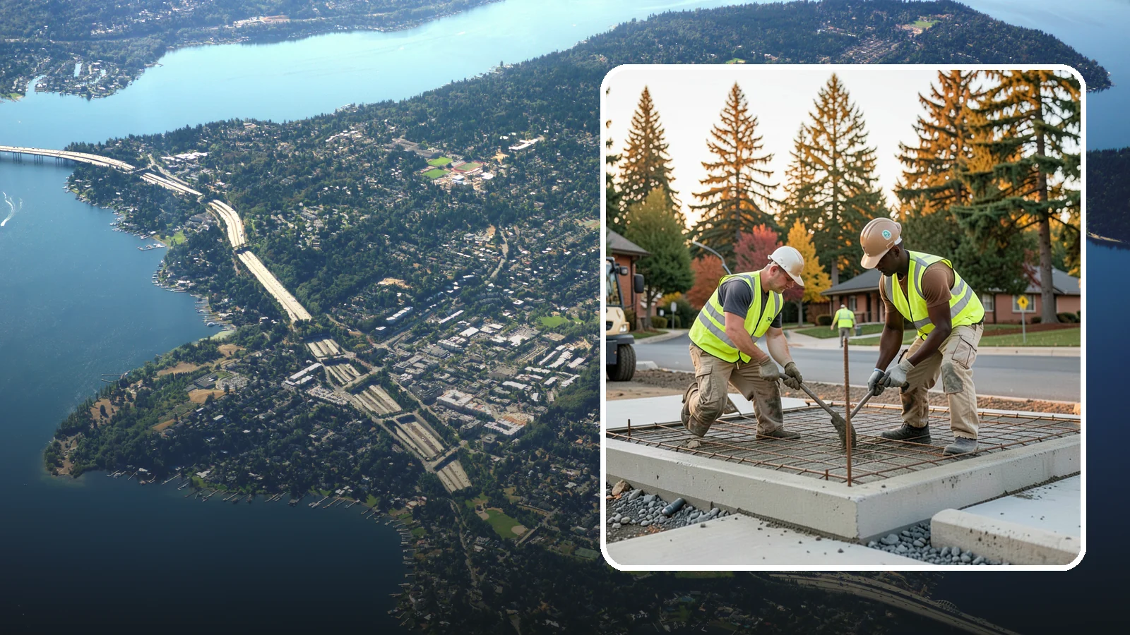 Concrete Pad Construction in Mercer Island, King County, WA - Reinforced concrete pads for equipment, generators, transformers, and site amenities at public facilities.