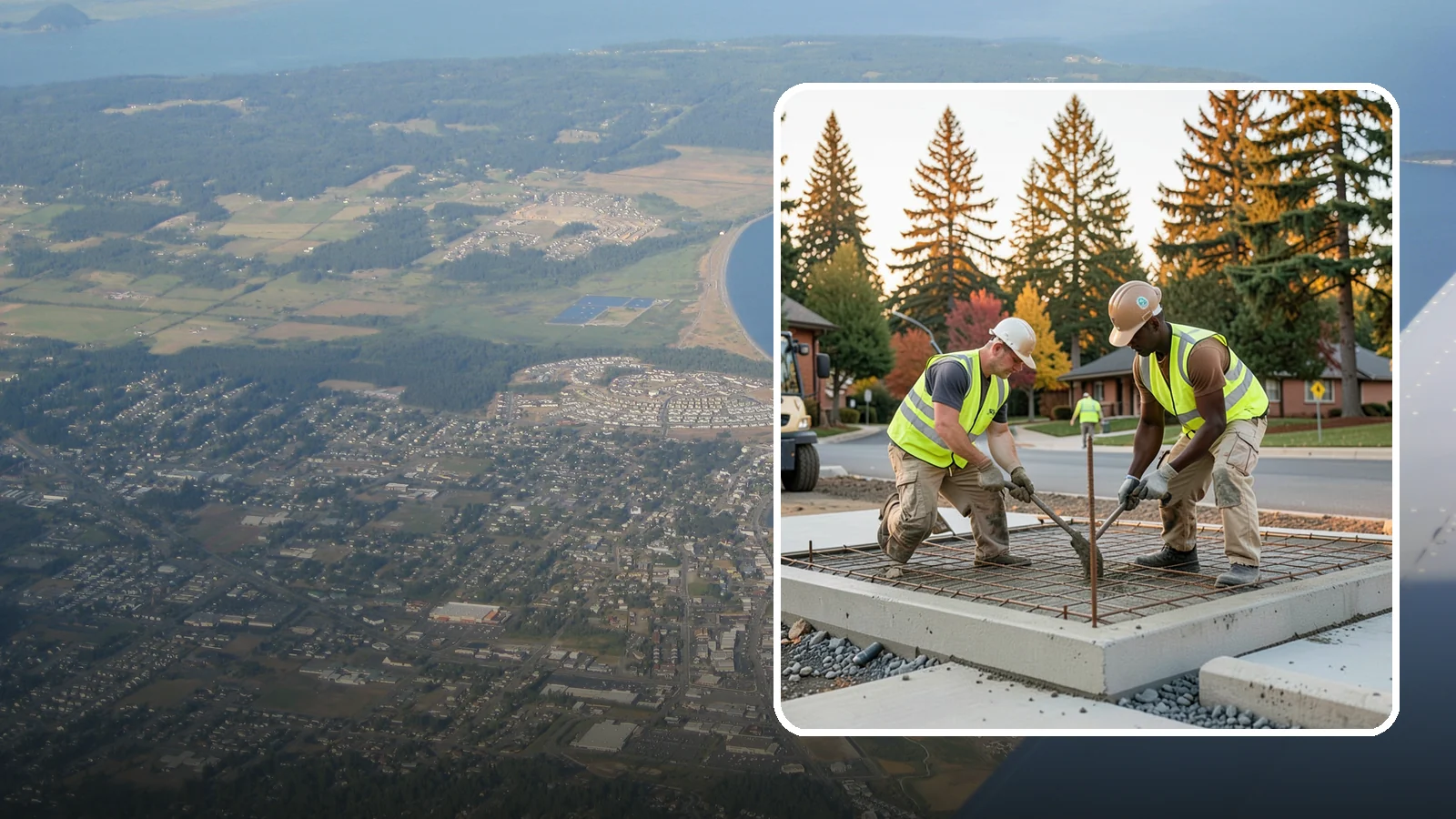 Concrete Pad Construction in Oak Harbor, Island County, WA - Reinforced concrete pads for equipment, generators, transformers, and site amenities at public facilities.