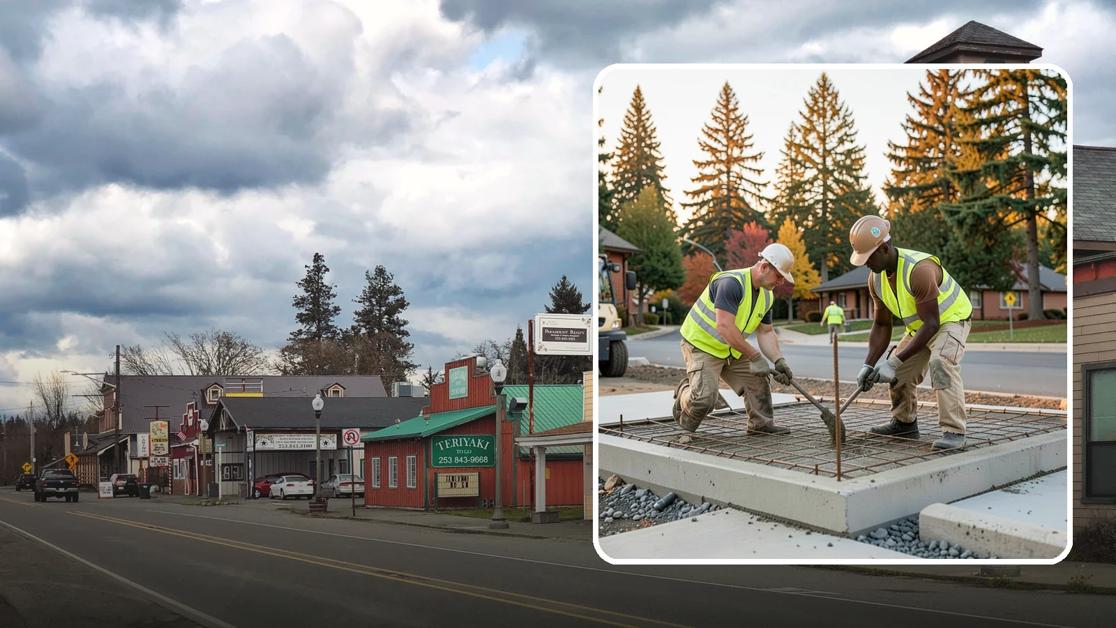 Concrete Pad Construction in Roy, Pierce County, WA - Reinforced concrete pads for equipment, generators, transformers, and site amenities at public facilities.