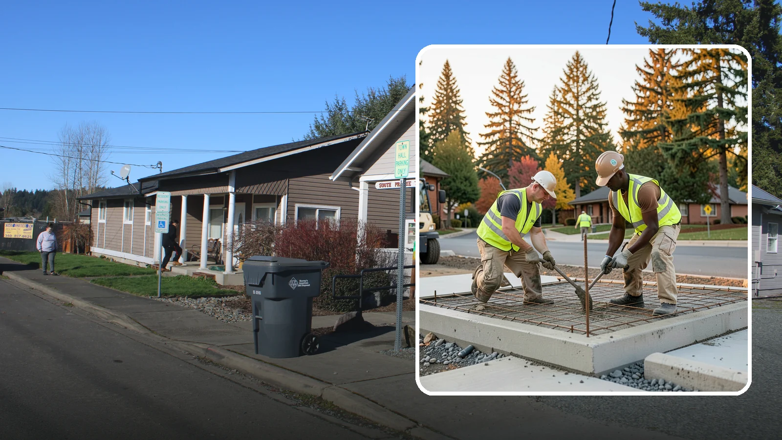 Concrete Pad Construction in South Prairie, Pierce County, WA - Reinforced concrete pads for equipment, generators, transformers, and site amenities at public facilities.