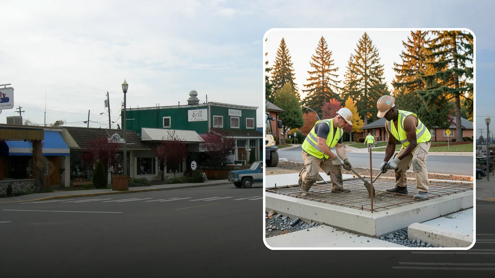 Concrete Pad Construction in Stanwood, Snohomish County, WA - Reinforced concrete pads for equipment, generators, transformers, and site amenities at public facilities.