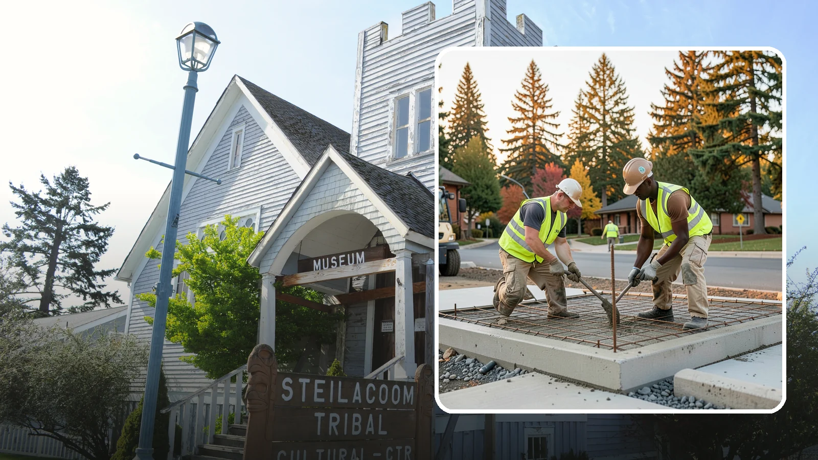 Concrete Pad Construction in Steilacoom, Pierce County, WA - Reinforced concrete pads for equipment, generators, transformers, and site amenities at public facilities.