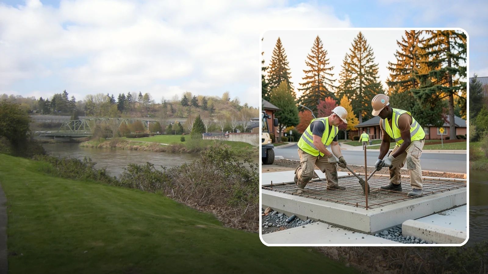 Concrete Pad Construction in Tukwila, King County, WA - Reinforced concrete pads for equipment, generators, transformers, and site amenities at public facilities.