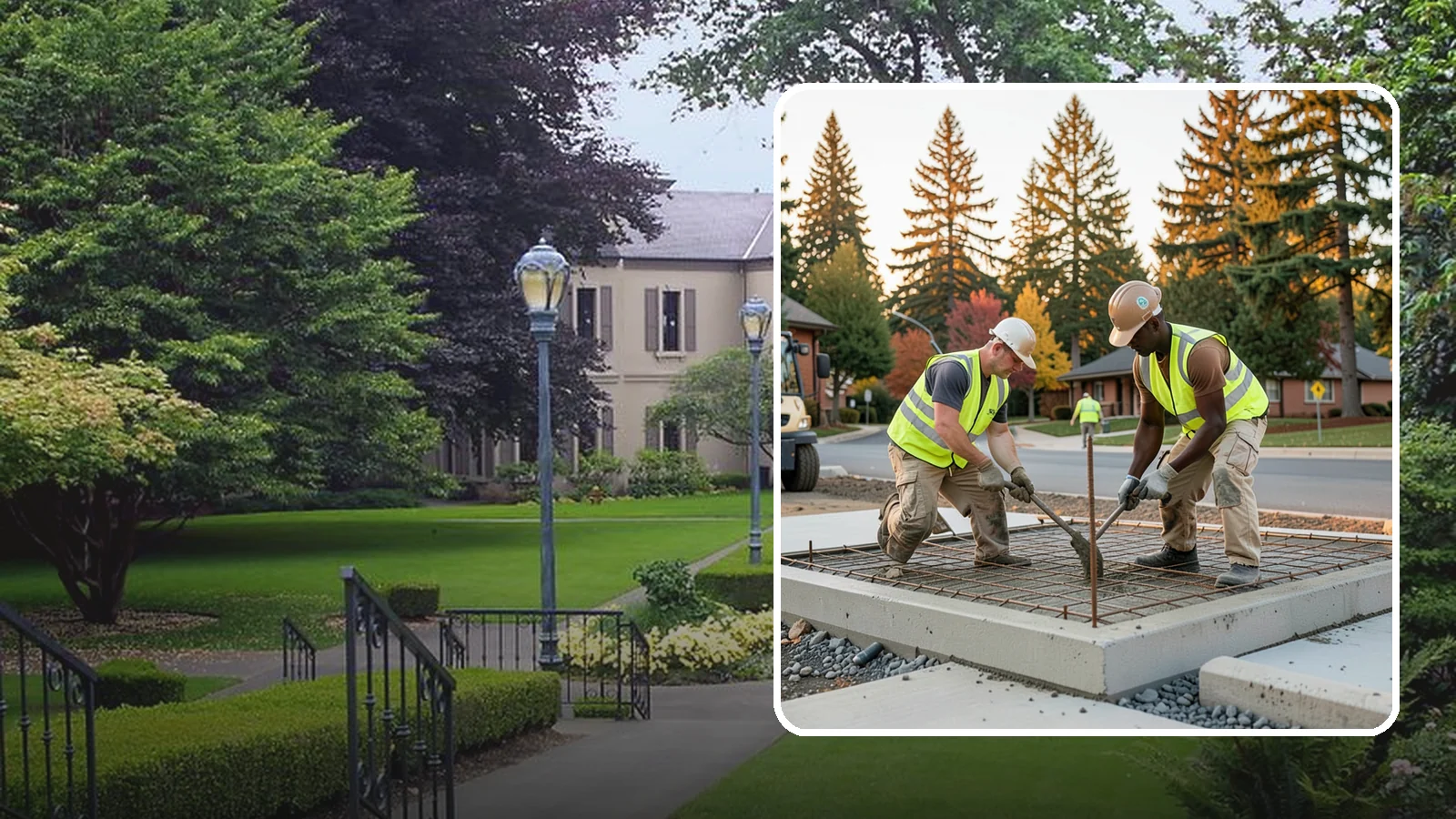 Concrete Pad Construction in Woodinville, King County, WA - Reinforced concrete pads for equipment, generators, transformers, and site amenities at public facilities.