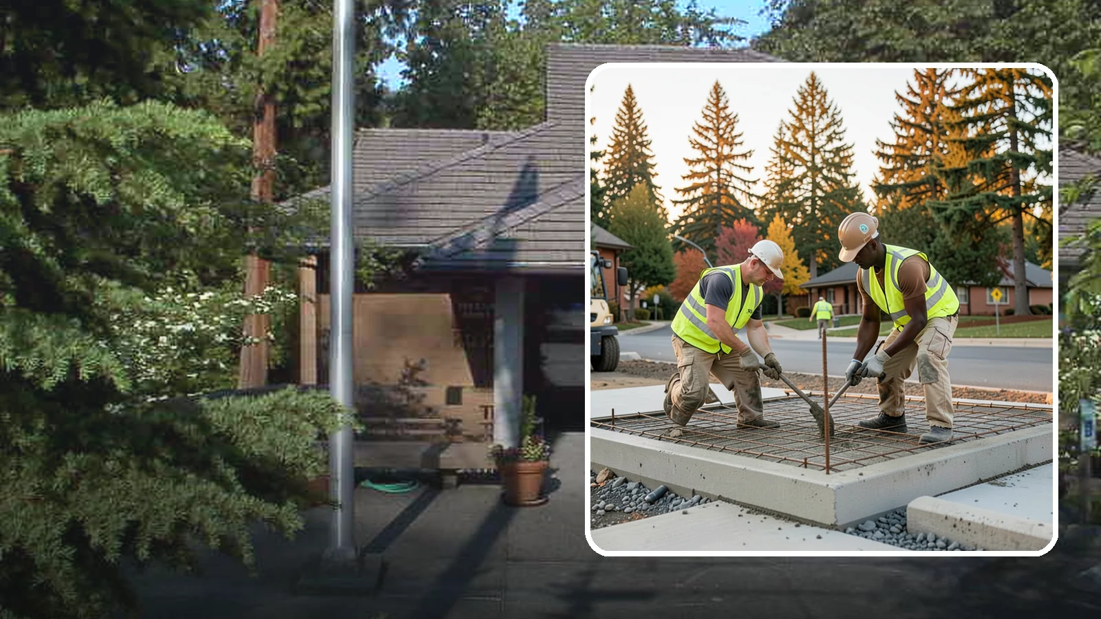 Concrete Pad Construction in Yarrow Point, King County, WA - Reinforced concrete pads for equipment, generators, transformers, and site amenities at public facilities.
