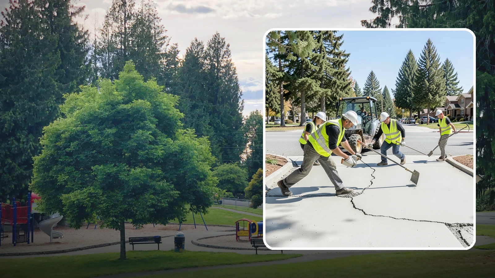 Concrete Repairs in Bonney Lake, Pierce County, WA - We repair spalled, cracked, and settled public concrete flatwork to restore safe, code-compliant surfaces.