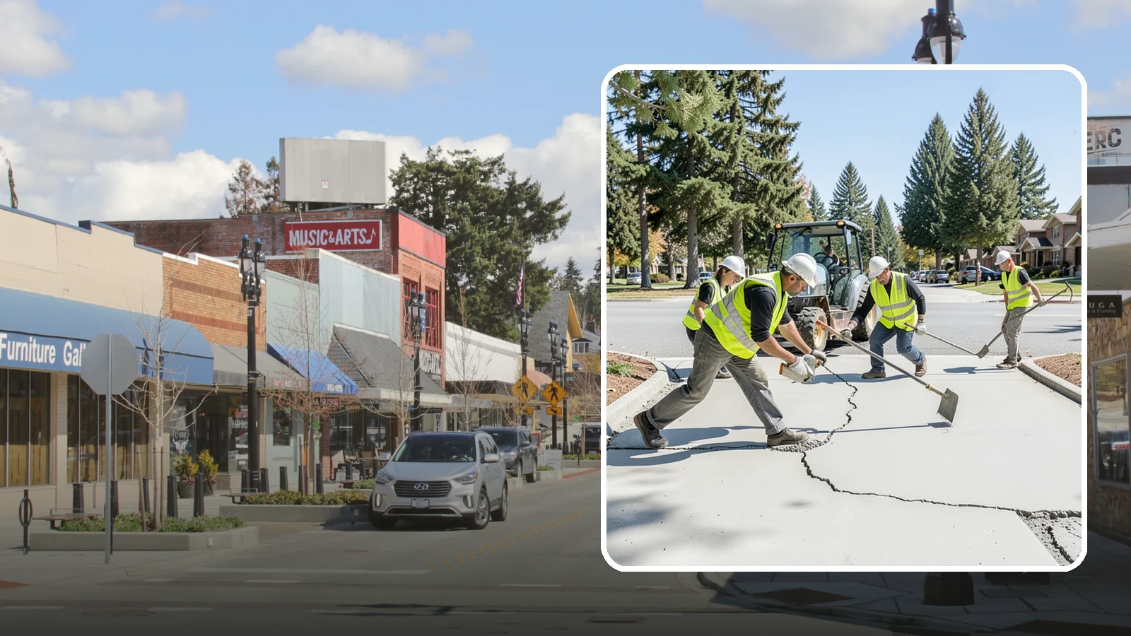 Concrete Repairs in Bothell, King County, WA - We repair spalled, cracked, and settled public concrete flatwork to restore safe, code-compliant surfaces.