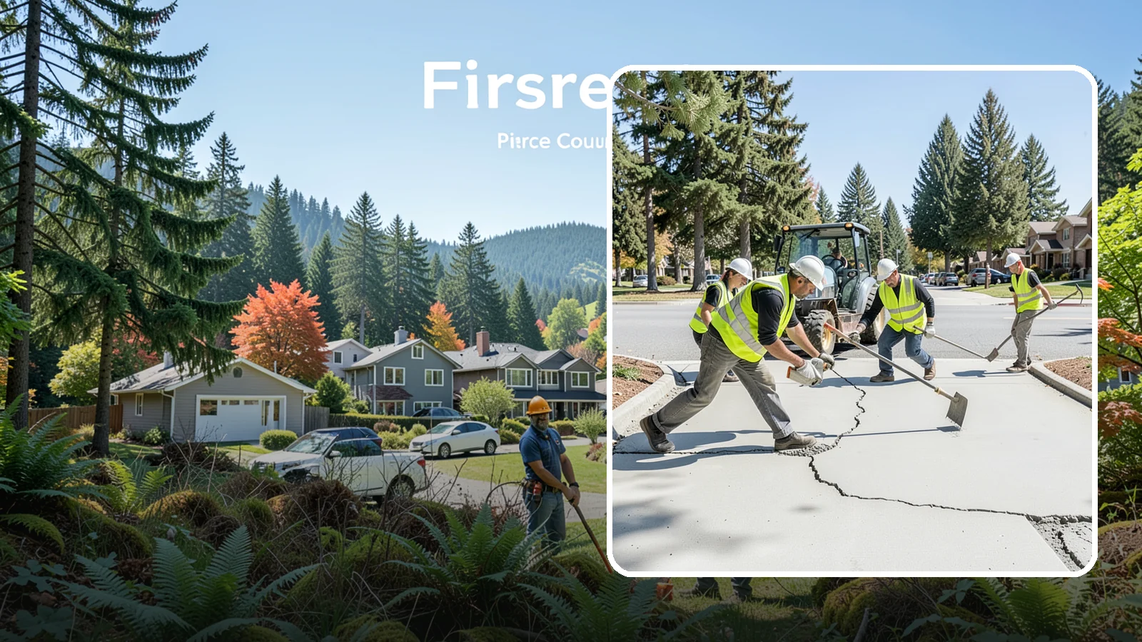 Concrete Repairs in Fircrest, Pierce County, WA - We repair spalled, cracked, and settled public concrete flatwork to restore safe, code-compliant surfaces.