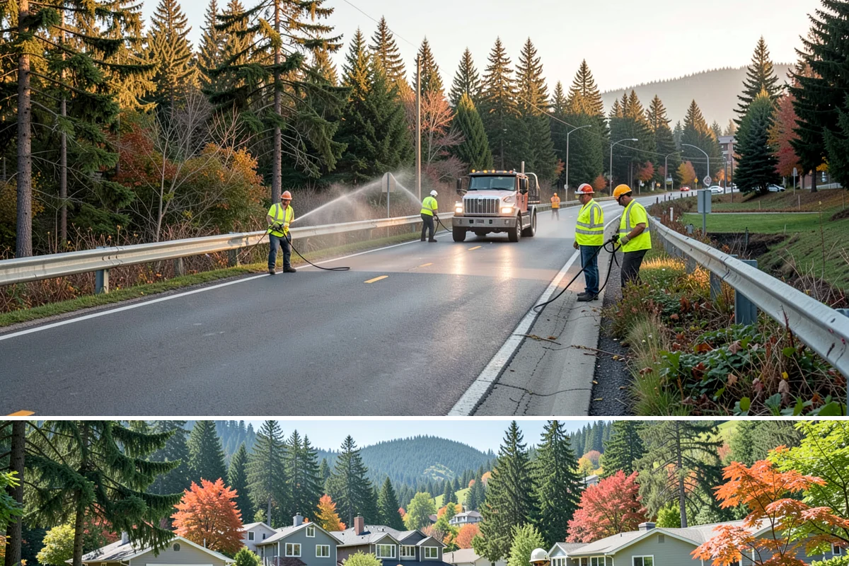 Concrete Repairs in Fircrest, Pierce County, WA - Concrete placement favors the drier, milder season so temperature and moisture support proper curing and finish quality.