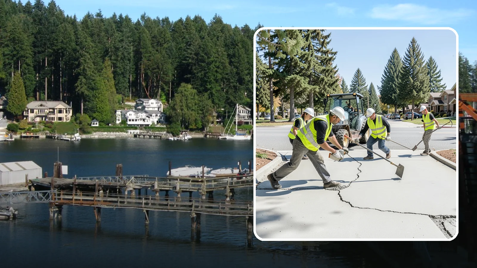 Concrete Repairs in Gig Harbor, Pierce County, WA - We repair spalled, cracked, and settled public concrete flatwork to restore safe, code-compliant surfaces.