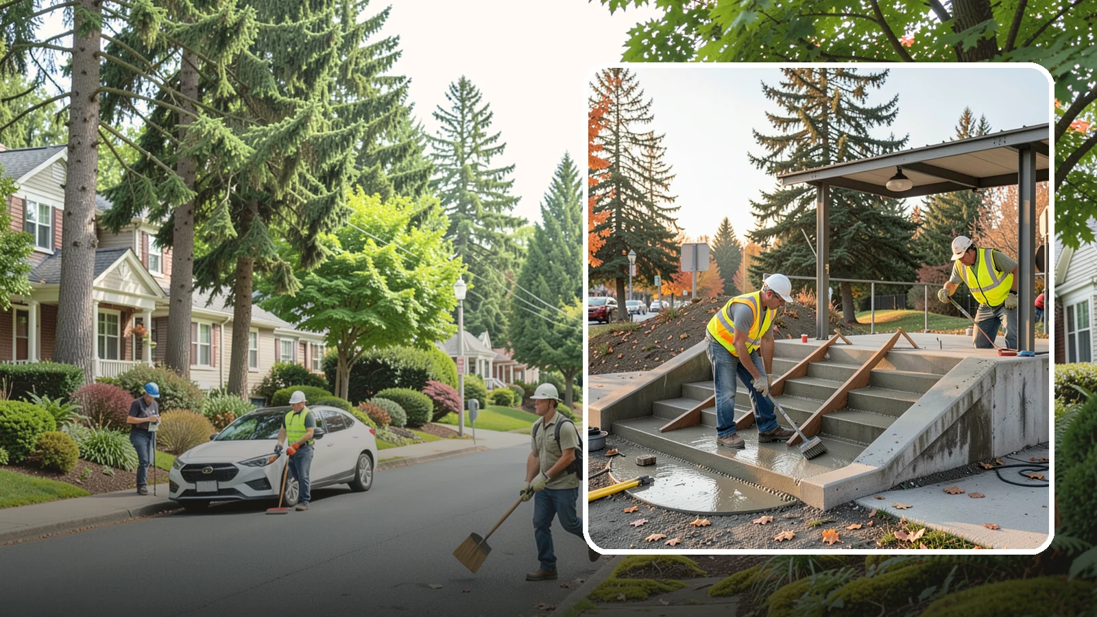 Concrete Stairs Construction in Beaux Arts Village, King County, WA - Cast-in-place concrete stairs and landings built to code for parks, transit stops, and civic buildings.