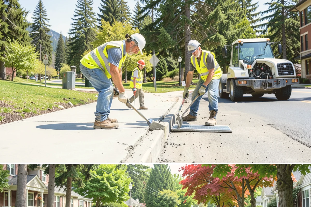 Concrete Stairs Construction in Beaux Arts Village, King County, WA - Dry-season placement is preferred so footings can be excavated in stable soil and finishes cure without rain marring.