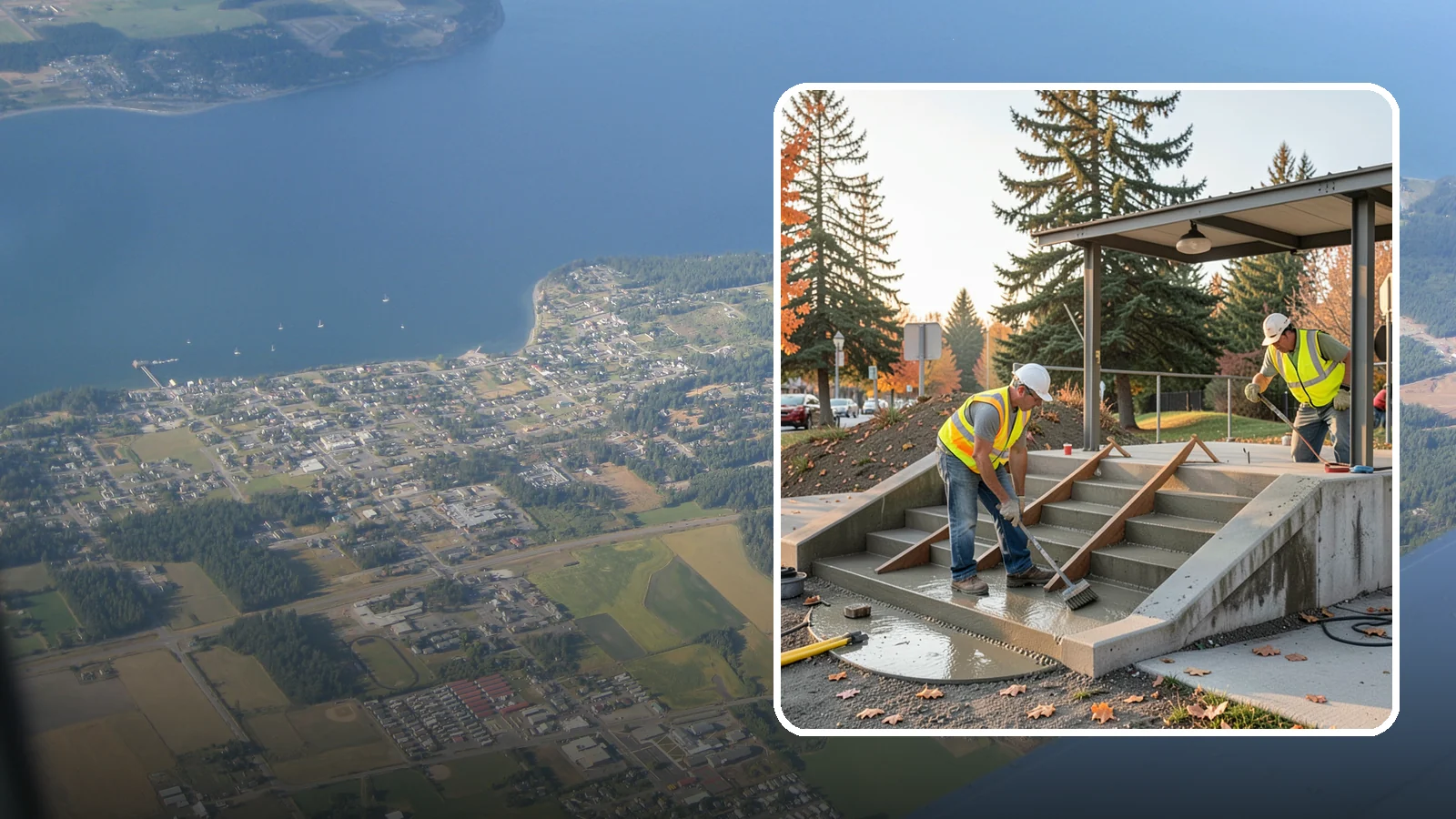 Concrete Stairs Construction in Coupeville, Island County, WA - Cast-in-place concrete stairs and landings built to code for parks, transit stops, and civic buildings.