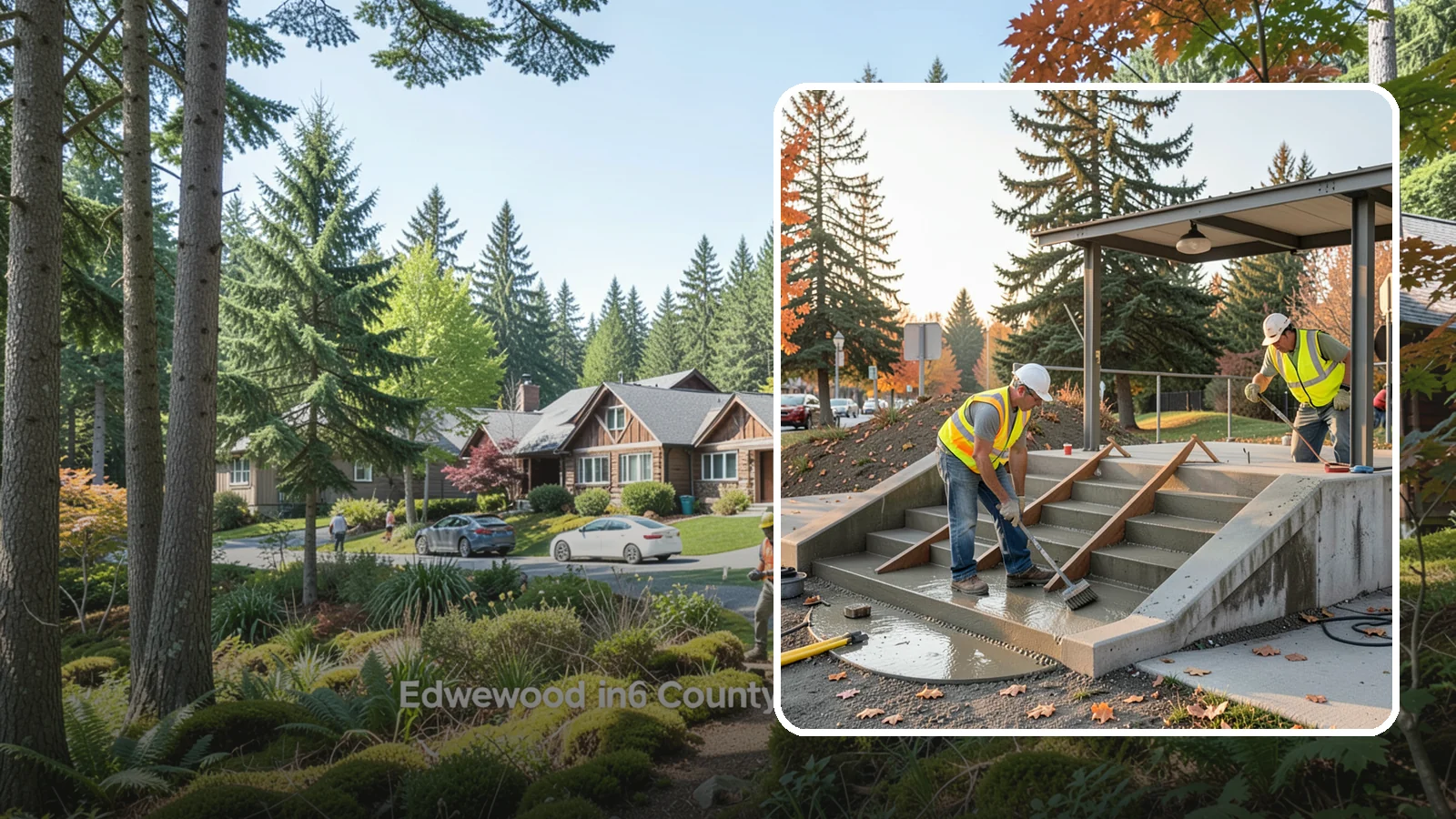 Concrete Stairs Construction in Edgewood, Pierce County, WA - Cast-in-place concrete stairs and landings built to code for parks, transit stops, and civic buildings.