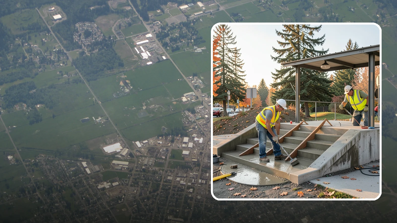 Concrete Stairs Construction in Enumclaw, King County, WA - Cast-in-place concrete stairs and landings built to code for parks, transit stops, and civic buildings.
