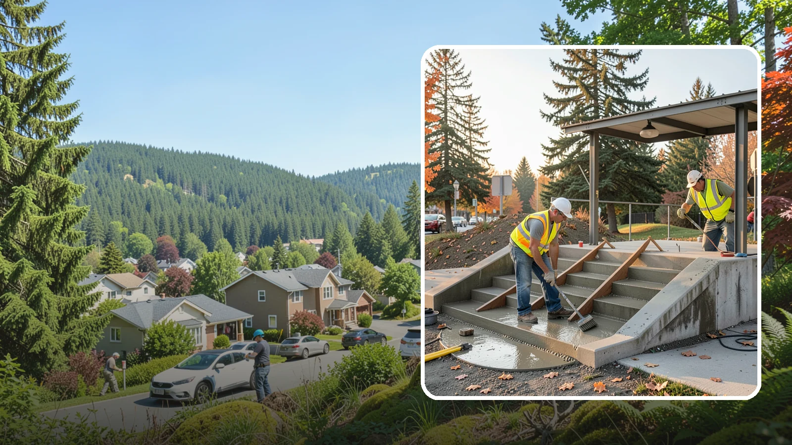 Concrete Stairs Construction in Index, Snohomish County, WA - Cast-in-place concrete stairs and landings built to code for parks, transit stops, and civic buildings.