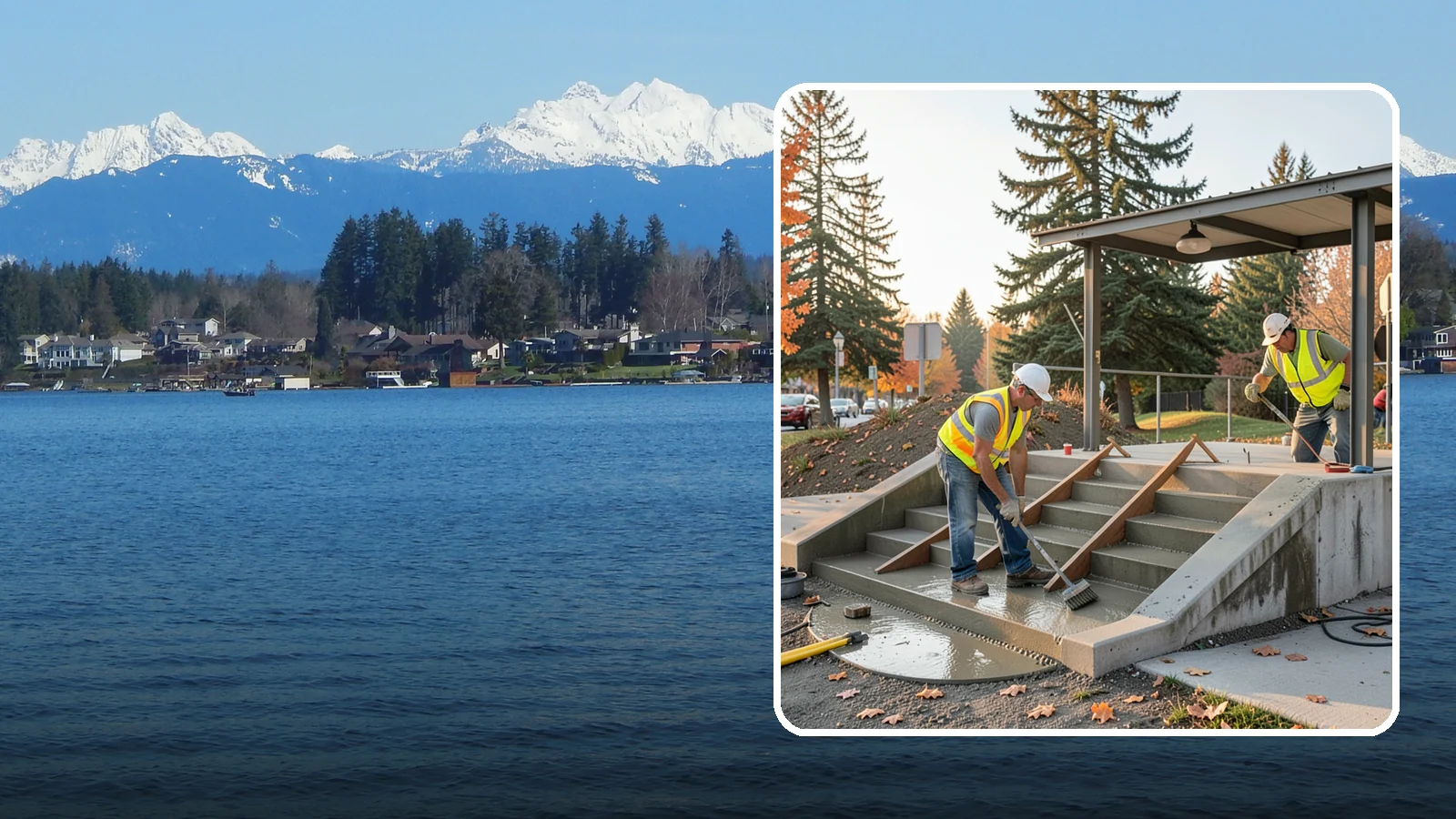 Concrete Stairs Construction in Lake Stevens, Snohomish County, WA - Cast-in-place concrete stairs and landings built to code for parks, transit stops, and civic buildings.