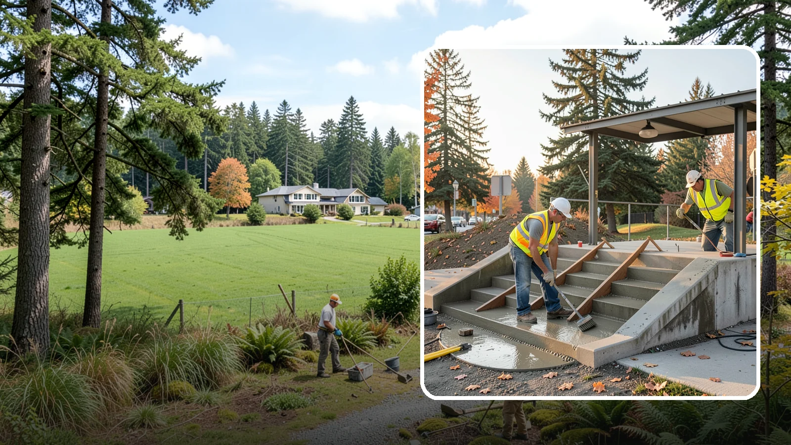 Concrete Stairs Construction in Lyman, Skagit County, WA - Cast-in-place concrete stairs and landings built to code for parks, transit stops, and civic buildings.