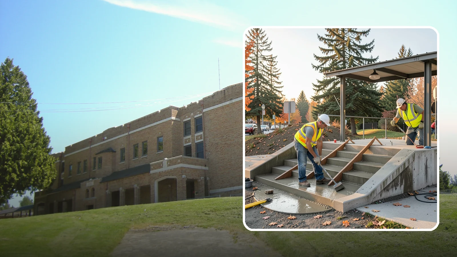 Concrete Stairs Construction in Maple Valley, King County, WA - Cast-in-place concrete stairs and landings built to code for parks, transit stops, and civic buildings.