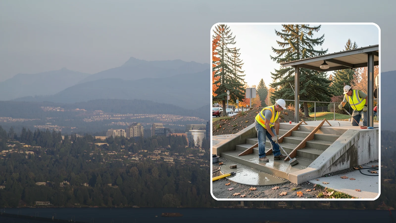 Concrete Stairs Construction in Medina, King County, WA - Cast-in-place concrete stairs and landings built to code for parks, transit stops, and civic buildings.