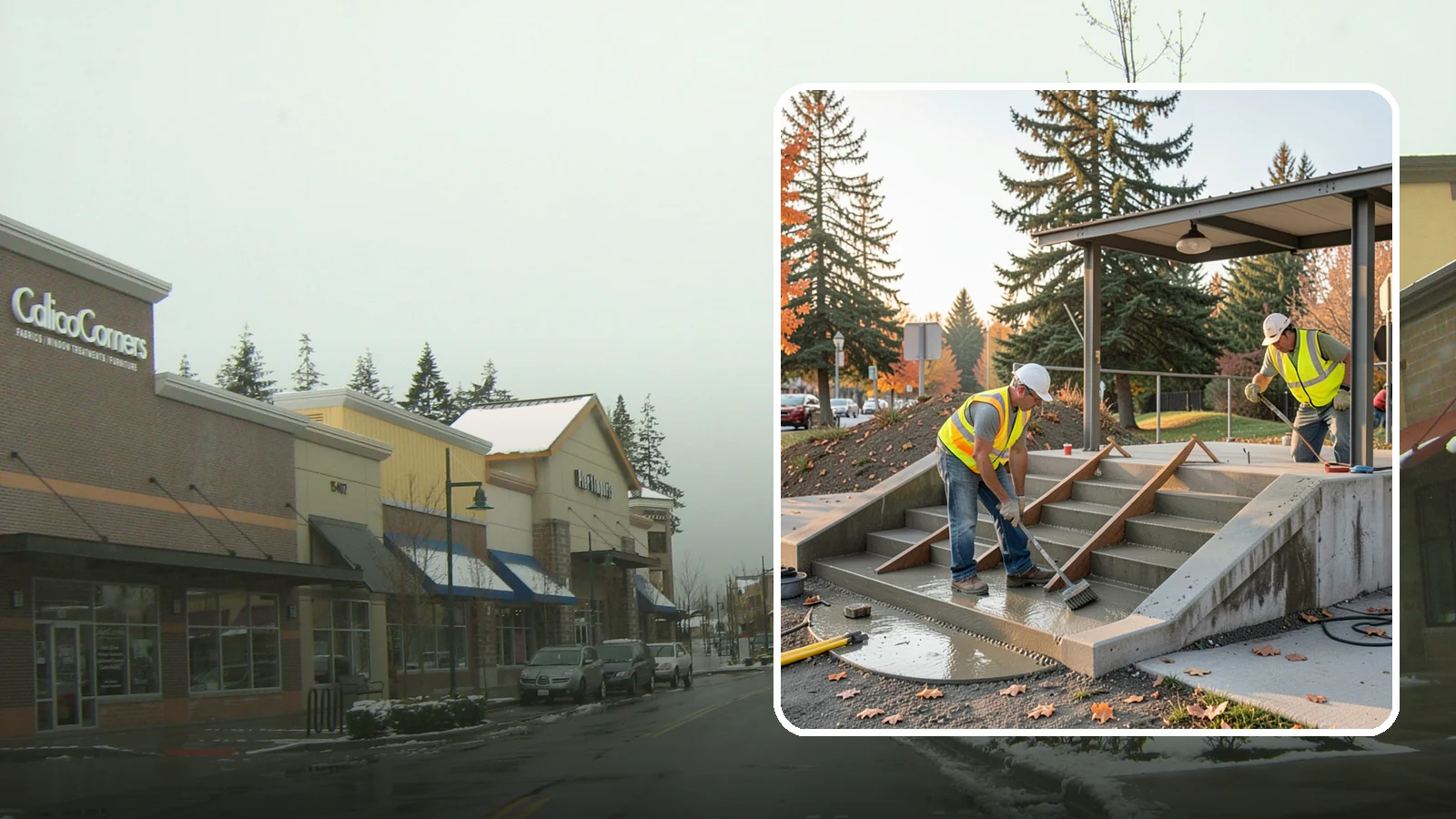 Concrete Stairs Construction in Mill Creek, Snohomish County, WA - Cast-in-place concrete stairs and landings built to code for parks, transit stops, and civic buildings.