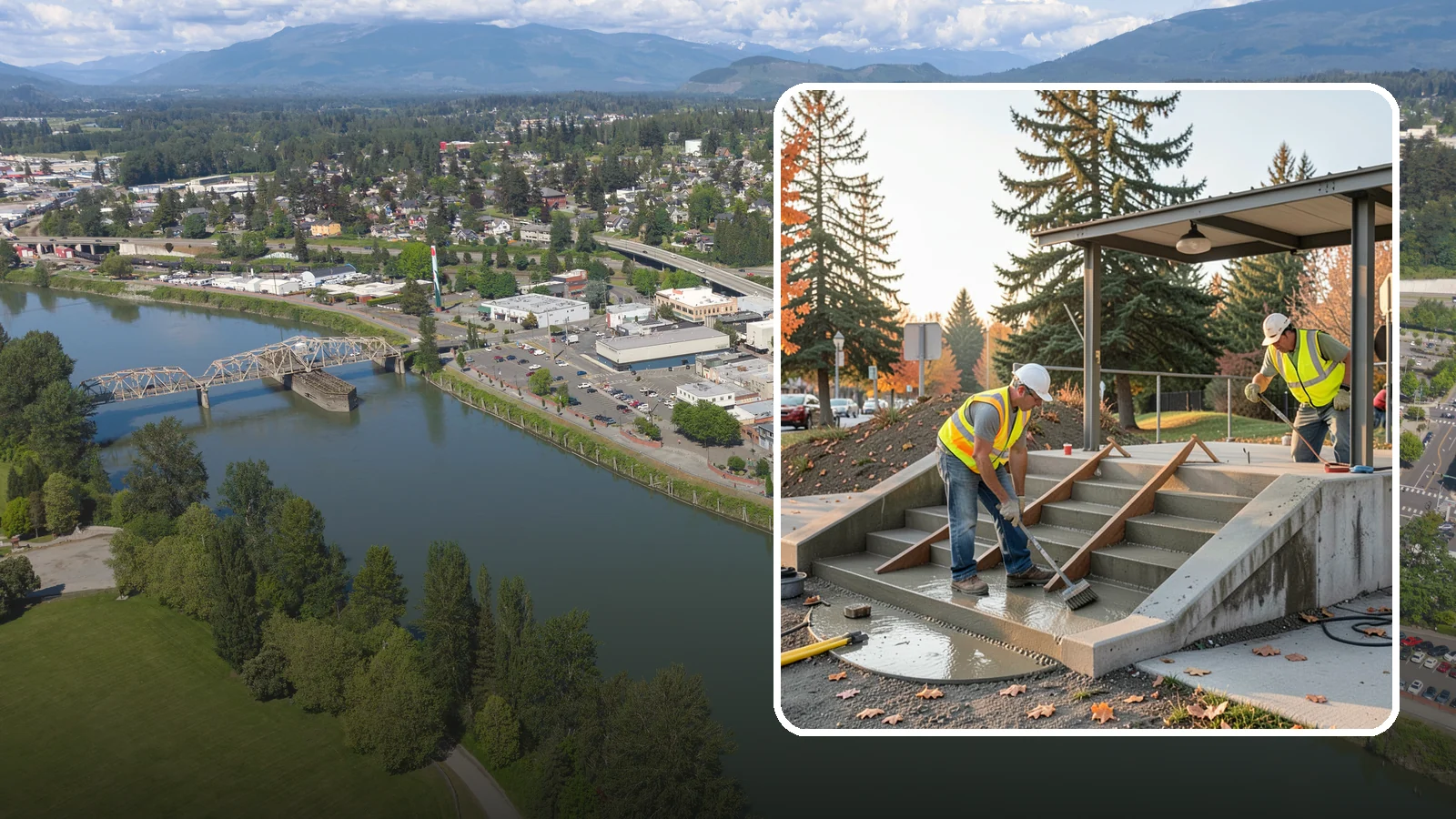 Concrete Stairs Construction in Mount Vernon, Skagit County, WA - Cast-in-place concrete stairs and landings built to code for parks, transit stops, and civic buildings.