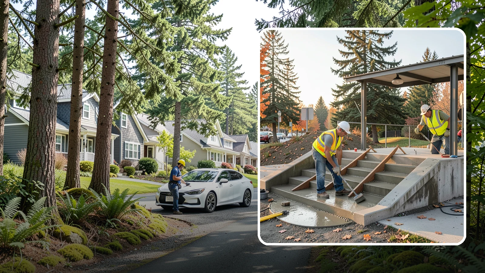 Concrete Stairs Construction in Normandy Park, King County, WA - Cast-in-place concrete stairs and landings built to code for parks, transit stops, and civic buildings.