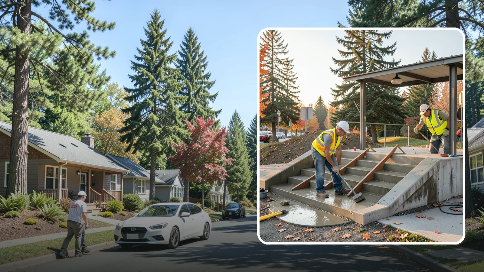 Concrete Stairs Construction in Orting, Pierce County, WA - Cast-in-place concrete stairs and landings built to code for parks, transit stops, and civic buildings.