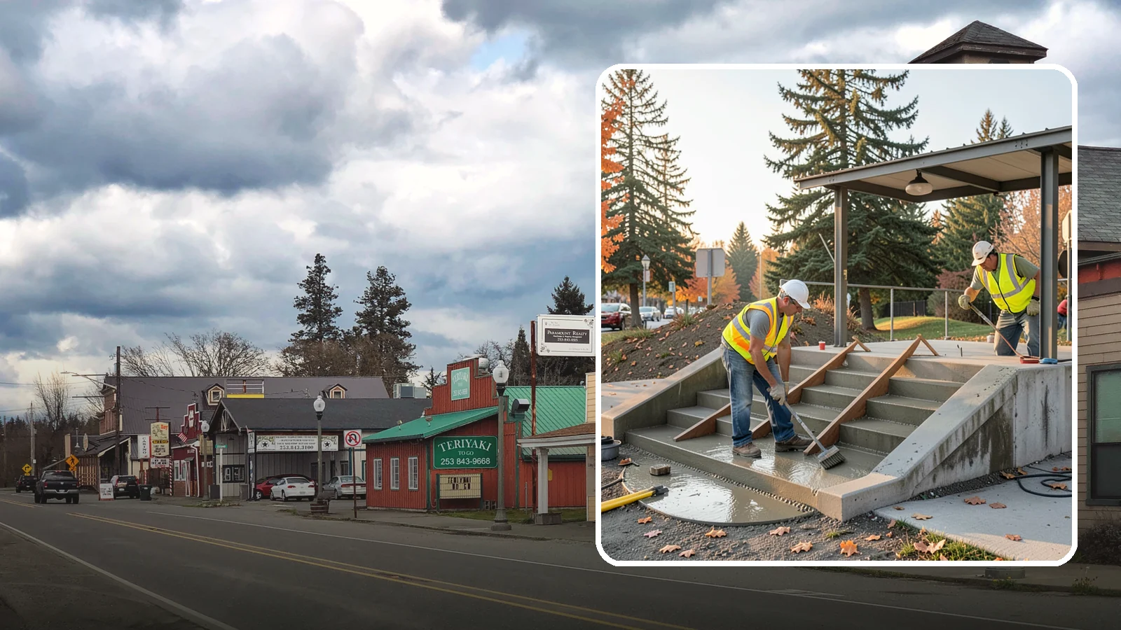 Concrete Stairs Construction in Roy, Pierce County, WA - Cast-in-place concrete stairs and landings built to code for parks, transit stops, and civic buildings.