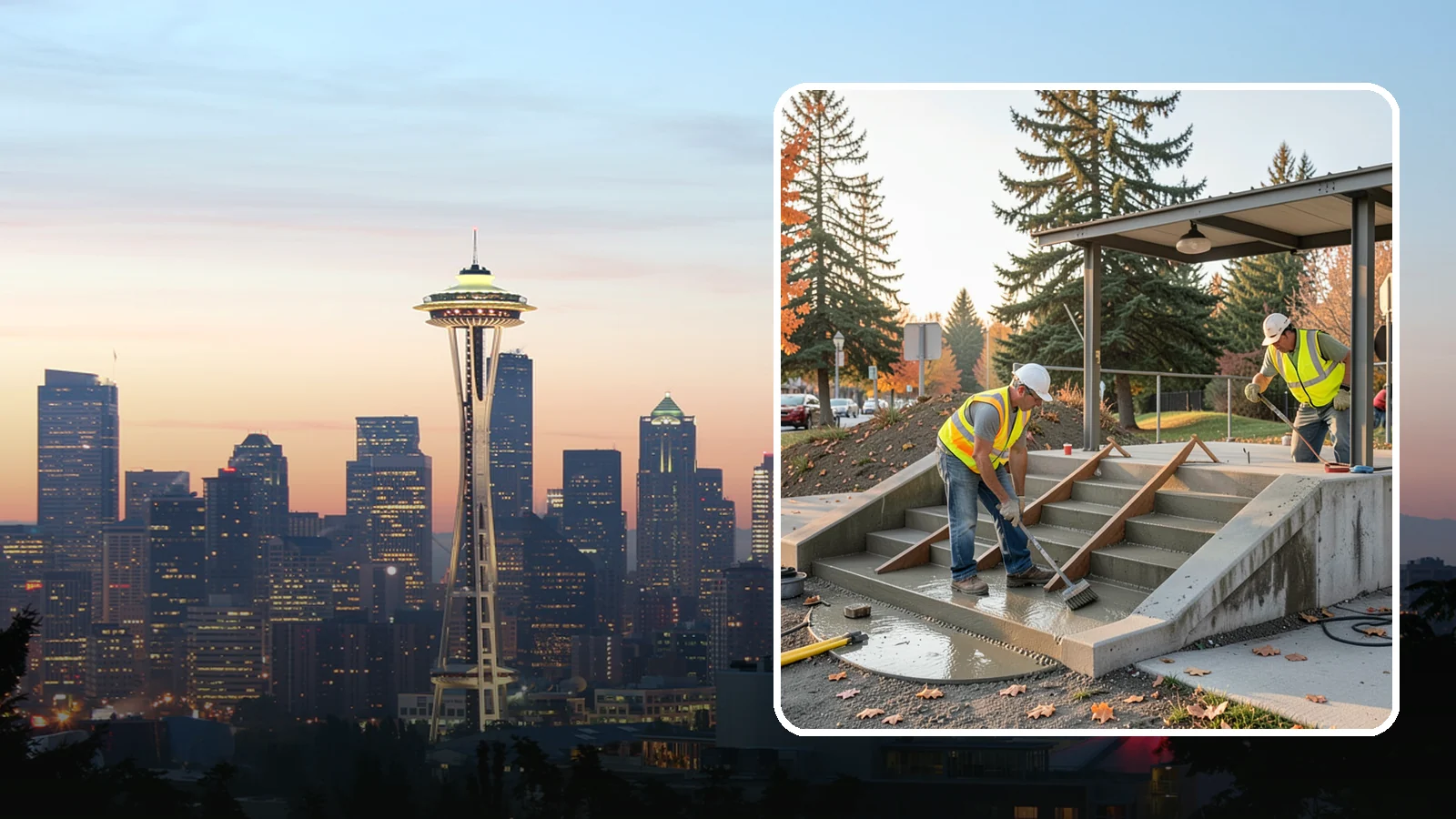 Concrete Stairs Construction in Seattle, King County, WA - Cast-in-place concrete stairs and landings built to code for parks, transit stops, and civic buildings.