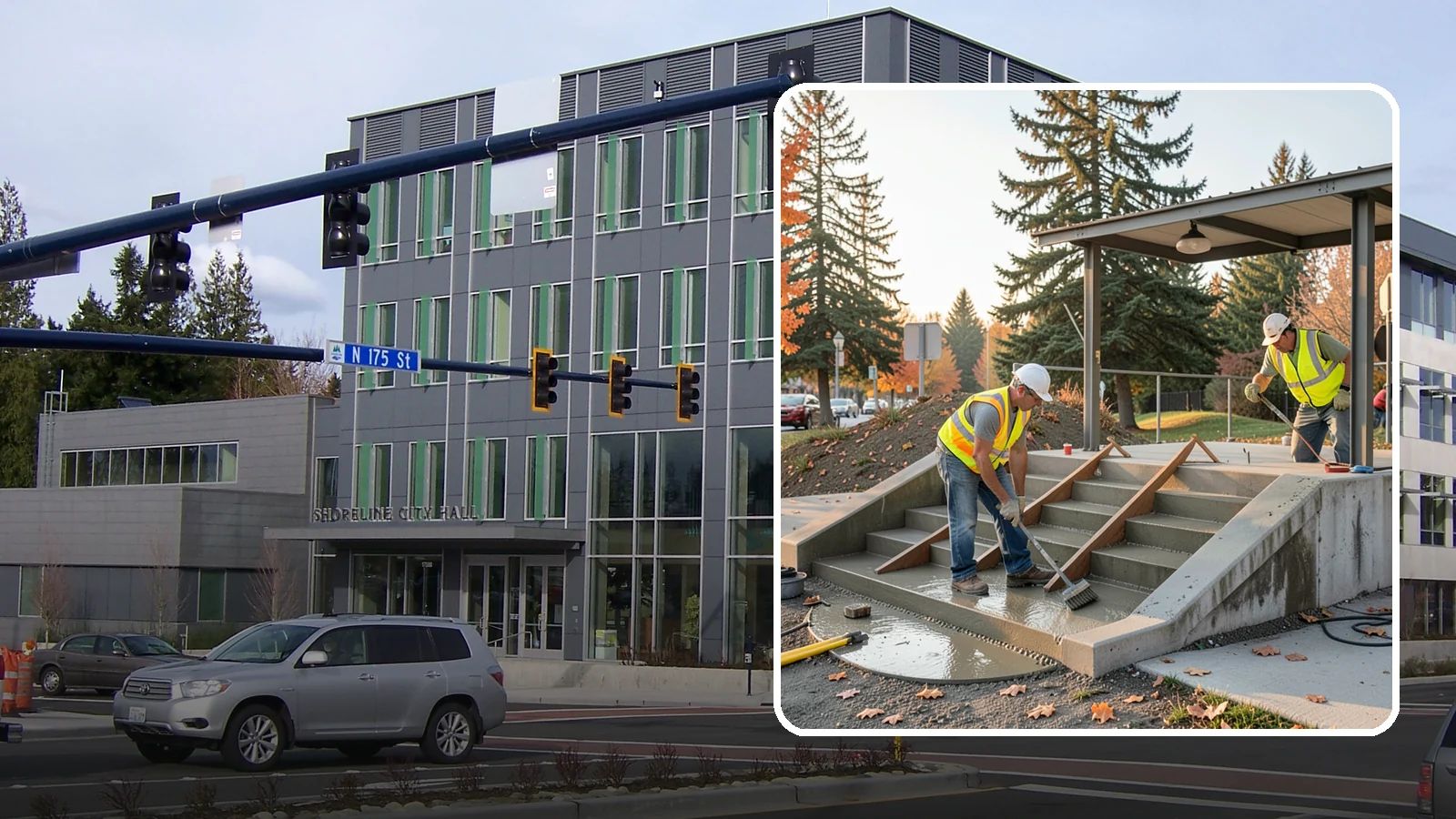 Concrete Stairs Construction in Shoreline, King County, WA - Cast-in-place concrete stairs and landings built to code for parks, transit stops, and civic buildings.