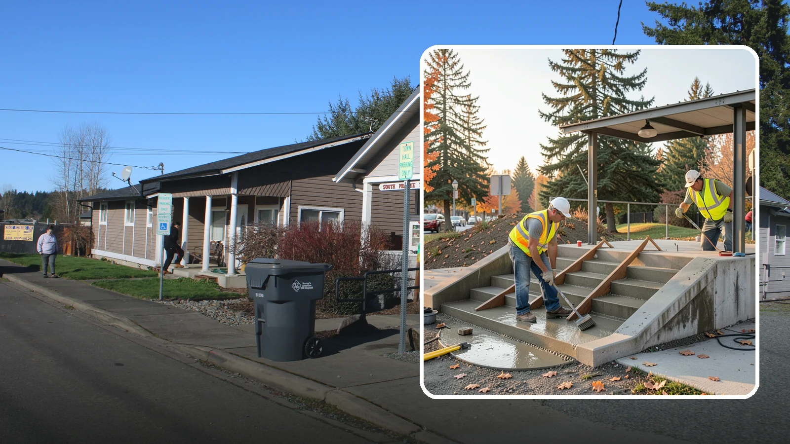 Concrete Stairs Construction in South Prairie, Pierce County, WA - Cast-in-place concrete stairs and landings built to code for parks, transit stops, and civic buildings.