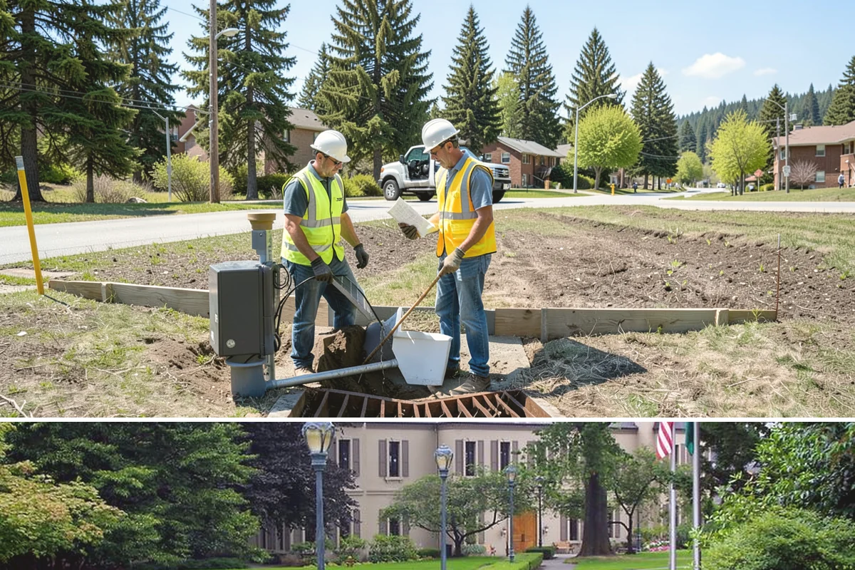 Concrete Stairs Construction in Woodinville, King County, WA - Dry-season placement is preferred so footings can be excavated in stable soil and finishes cure without rain marring.