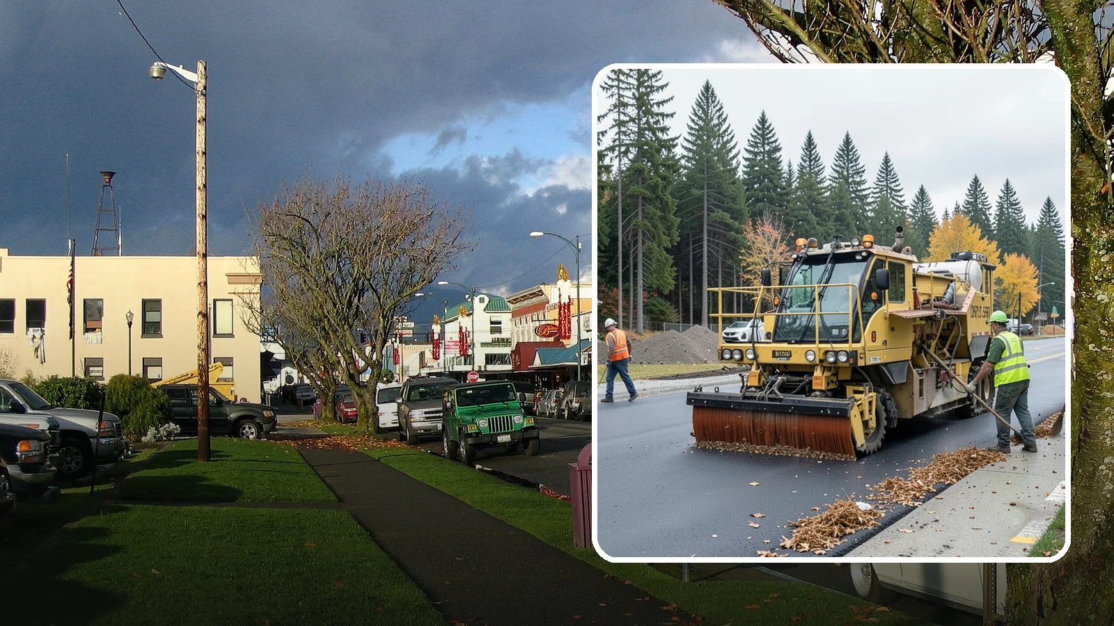 Construction Sweeping in Arlington, Snohomish County, WA - Track-out and debris sweeping at and around active public construction sites.