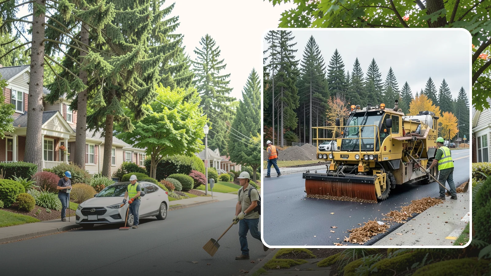 Construction Sweeping in Beaux Arts Village, King County, WA - Track-out and debris sweeping at and around active public construction sites.