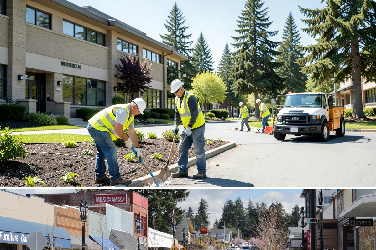 Construction Sweeping in Bothell, King County, WA - Track-out is heaviest during the wet months when soil clings to tires and tracks onto pavement.