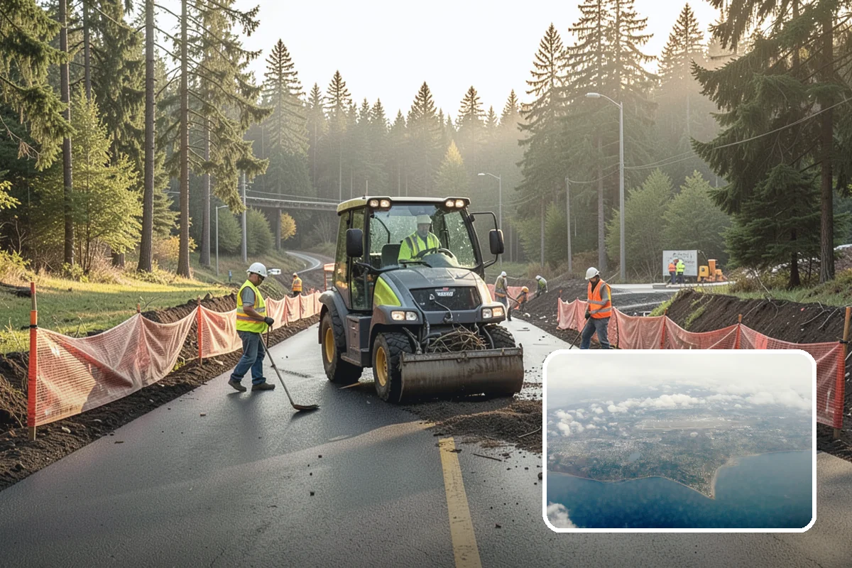 Construction Sweeping in Burien, King County, WA - Track-out controlled at site exits